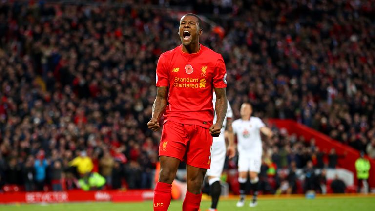 Georginio Wijnaldum scored his first Liverpool goal against Watford