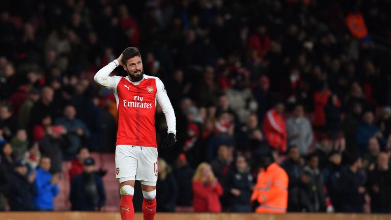 Olivier Giroud complained of a hamstring problem after the win over Bournemouth, says Arsene Wenger