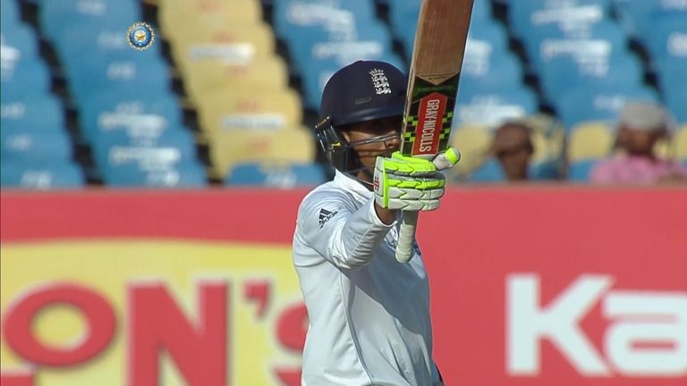 Haseeb Hameed celebrates his maiden Test fifty