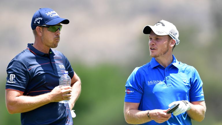 Henrik Stenson and Danny Willett of England during day one of the Nedbank Golf Challenge