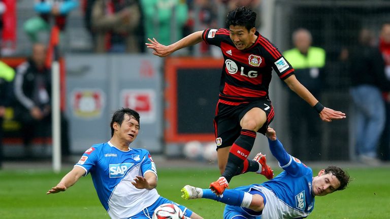 during the Bundesliga match between Bayer 04 Leverkusen and 1899 Hoffenheim at BayArena on May 16, 2015 in Leverkusen, Germany.