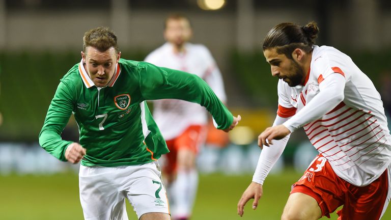 Aidan McGeady (L) in action against Switzerland in March