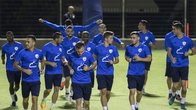 The Israel squad take part in a training session