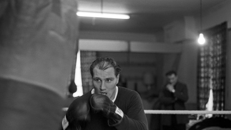 Boxer Jack Bodell in training in his local pub gym, for the defence of his British heavyweight title against former champion Henry Cooper