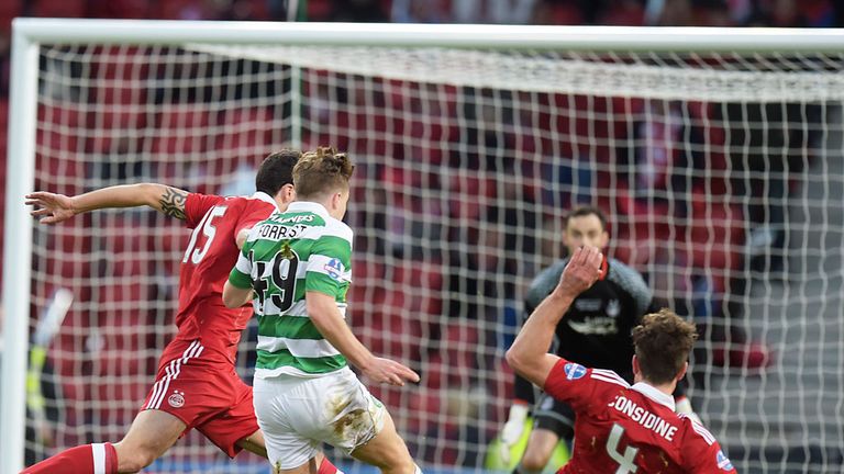 James Forrest nets Celtic's second goal in the win over Aberdeen