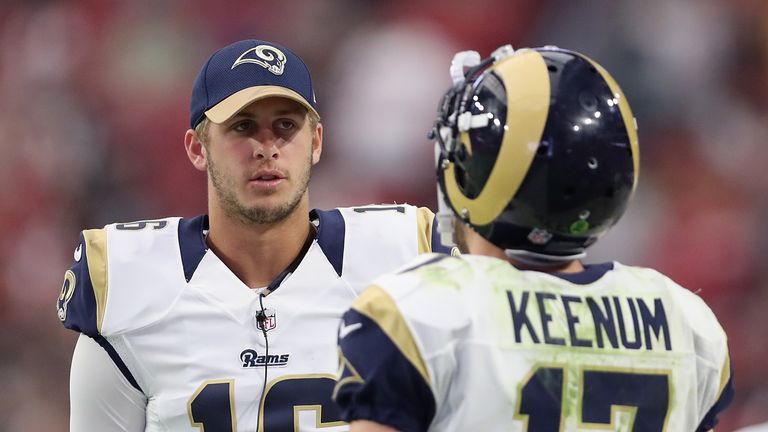 Jared Goff will start for the LA Rams replacing Case Keenum at quarterback for the visit of Miami live on Sky Sports