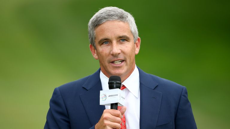 AKRON, OH - AUGUST 09:  PGA TOUR Deputy Commissioner Jay Monahan speaks during the final round of the World Golf Championships - Bridgestone Invitational a