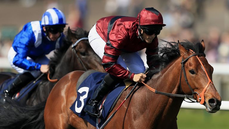 Ryan Clark pictured riding Brian Meehan's Carnival King at Newmarket