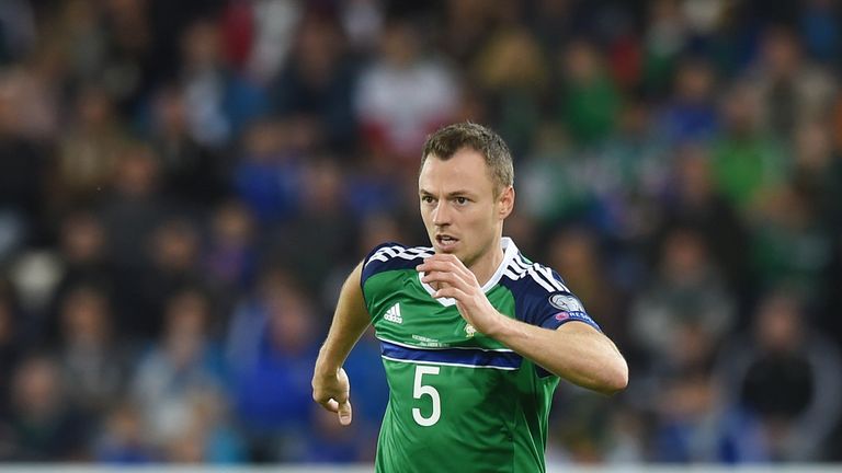 Jonny Evans of Northern Ireland during the FIFA 2018 World Cup Qualifier against San Marino