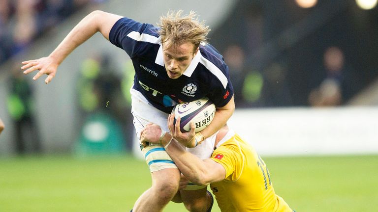 Jonny Gray in action for Scotland against Australia