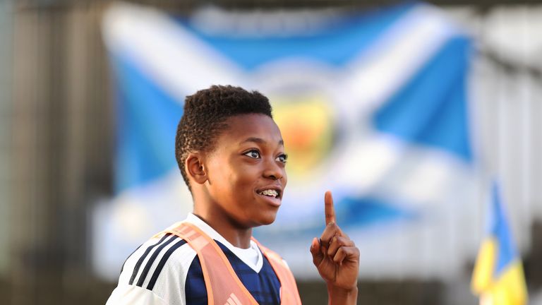 EDINBURGH, SCOTLAND - OCTOBER 30: Karamoko Dembele of Scotland is seen during the Scotland v Northern Ireland match during the U16 Vicrory Shield Tournamen