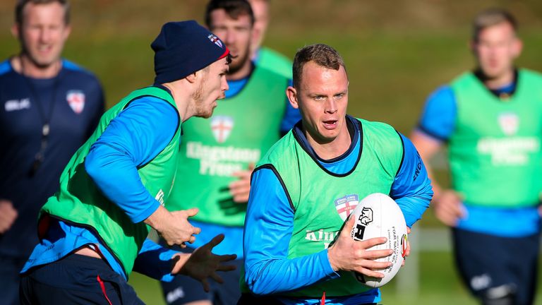 Kevin Brown takes part in an England training session