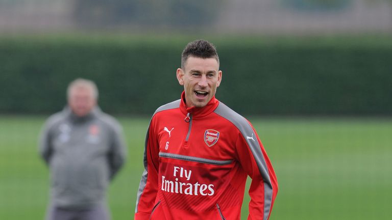 ST ALBANS, ENGLAND - OCTOBER 21: of Arsenal during a training session at London Colney on October 21, 2016 in St Albans, England. 