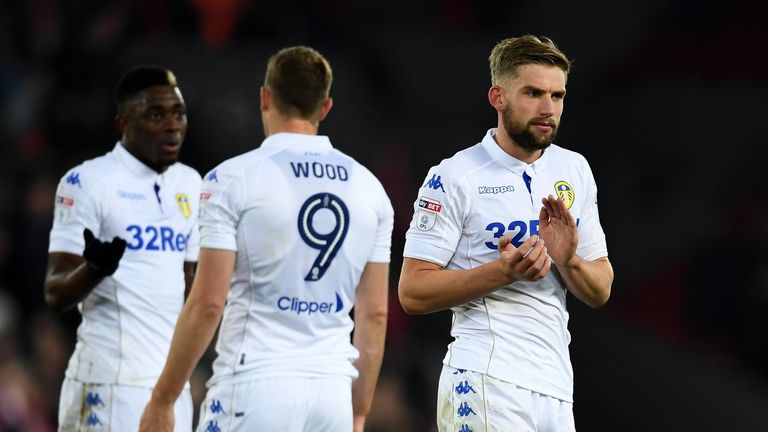 Charlie Taylor applauds the travelling Leeds fans at the final whistle