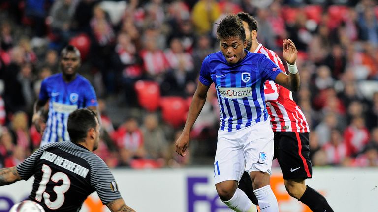 Leon Bailey scoring against Athletic Club de Bilbao in the Europa League