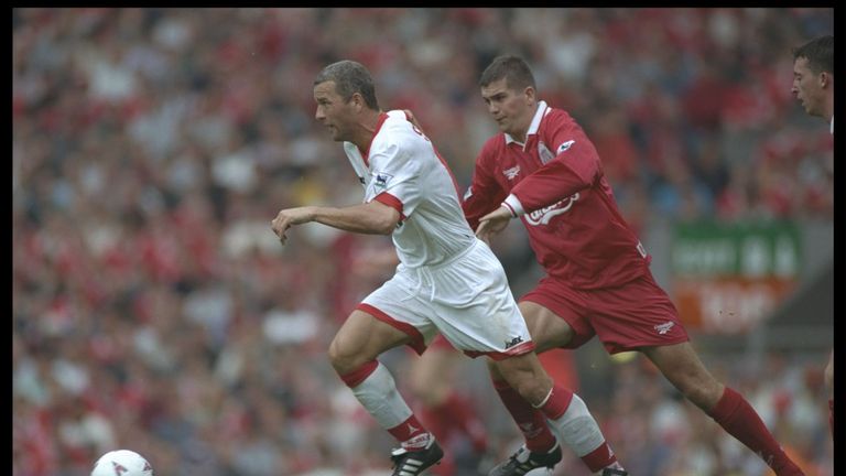 Paul Stewart of Sunderland plays against his former club Liverpool in August 1996