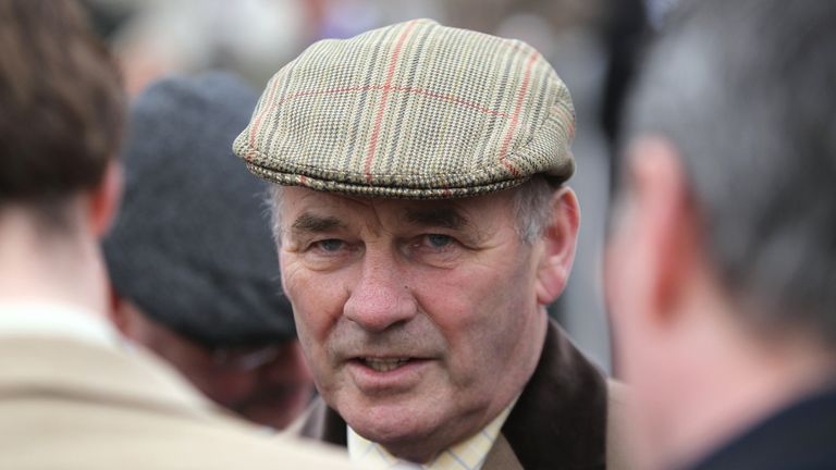 Trainer of Cape Tribulation, Malcolm Jefferson on St Patrick's Thursday, during Cheltenham Festival.