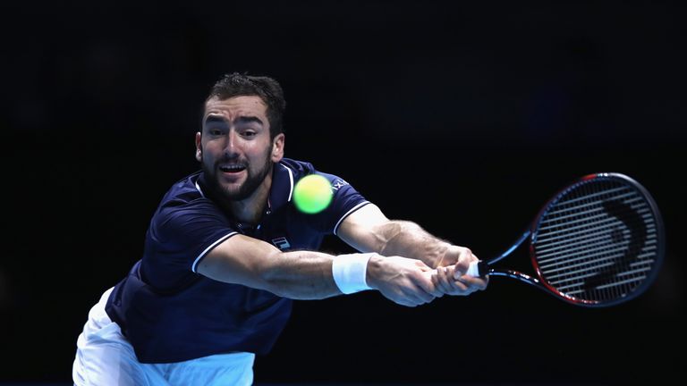 Marin Cilic plays a backhand