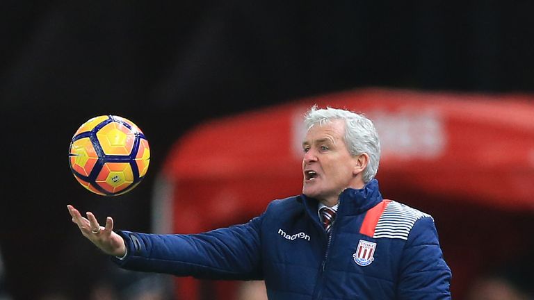 Stoke City manager Mark Hughes during the Premier League match v Bournemouth at the Bet365 Stadium, Stoke-on-Trent