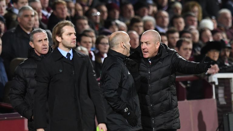 Rangers manager Mark Warburton protests over his side's disallowed goal