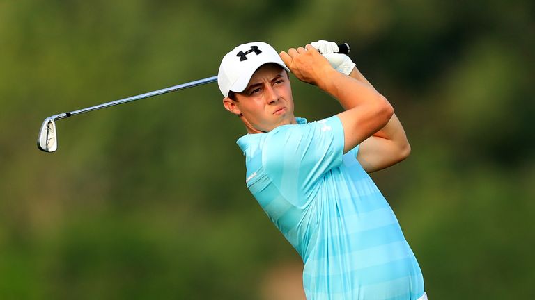 DUBAI, UNITED ARAB EMIRATES - NOVEMBER 19:  Matt Fitzpatrick of England hits his second shot on the 14th hole during day three of the DP World Tour Champio