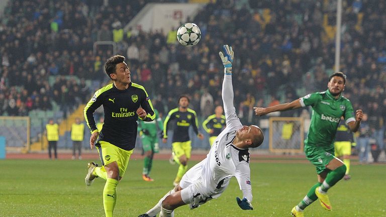 during the UEFA Champions League match between PFC Ludogorets Razgrad and Arsenal FC at Vasil Levski National Stadium on November 1, 2016 in Sofia, .