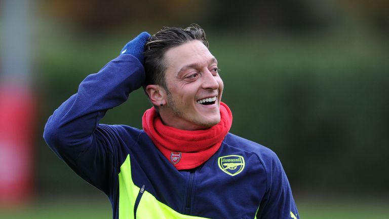 Mesut Ozil during a training session at London Colney