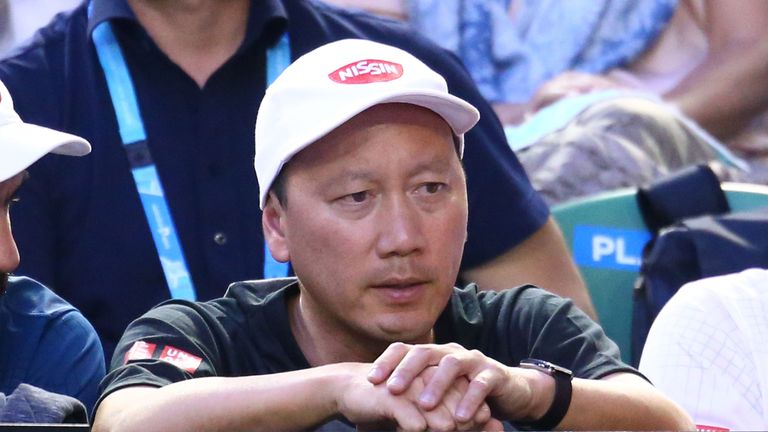 MELBOURNE, AUSTRALIA - JANUARY 26:  Michael Chang, coach of Kei Nishikori of Japan looks on in his quarter final match against Novak Djokovic of Serbia dur