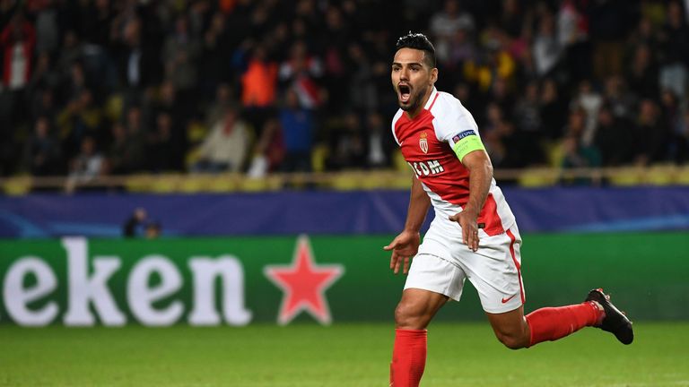 Monaco's Colombian forward Radamel Falcao celebrates 