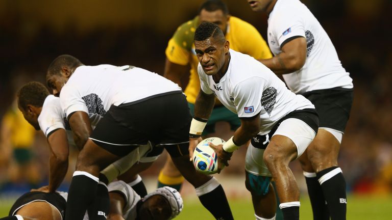 CARDIFF, WALES - SEPTEMBER 23:  Nikola Matawalu of Fiji feeds a ball from the scrum during the 2015 Rugby World Cup Pool A match between Australia and Fiji