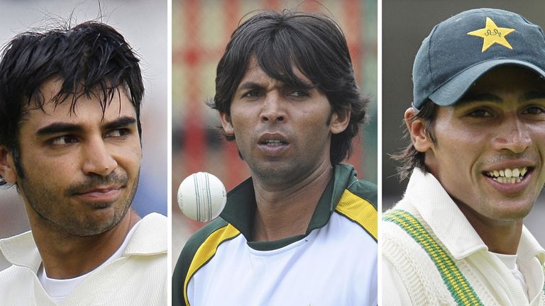 Pakistan cricketers Salman Butt (L), Mohammad Asif (C) and Mohammad Amir (R) were found guilty of spo-fixing