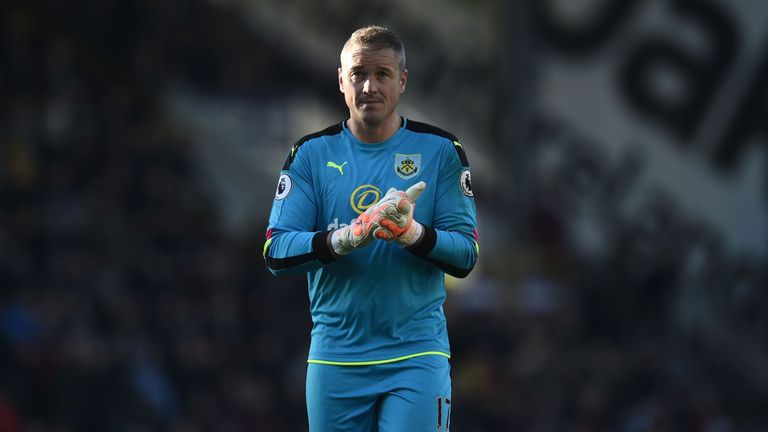 Burnley's English goalkeeper Paul Robinson is pictured during the English Premier League football match between Burnley and Manchester City at Turf Moor in