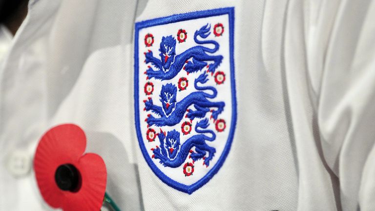 England midfielder Frank Lampard wearts a poppy for Armistice Day on his shirt