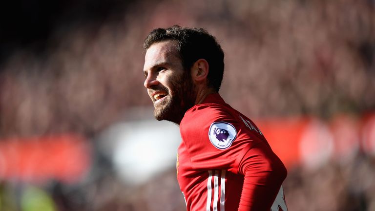 Juan Mata in action during the match against Arsenal at Old Trafford