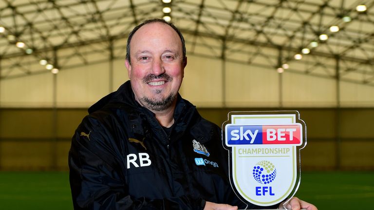 Newcastle United manager Rafael Benitez has won the  Sky Bet Championship manager of the Month