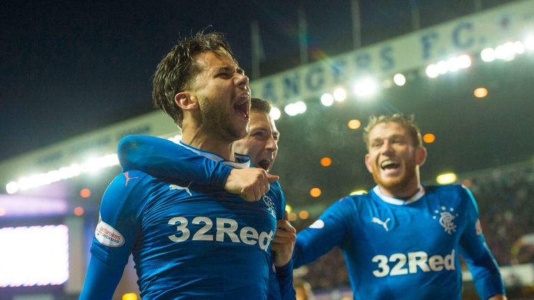 Rangers' Harry Forrester celebrates after scoring a late winner for the home side