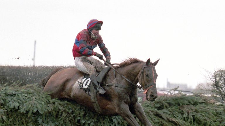 7 Apr 2001:  Richard Guest and Red Marauder clear Bechers Brook during The Martell Grand National at Aintree, Liverpool. Mandatory Credit: Ross Kinnaird/AL