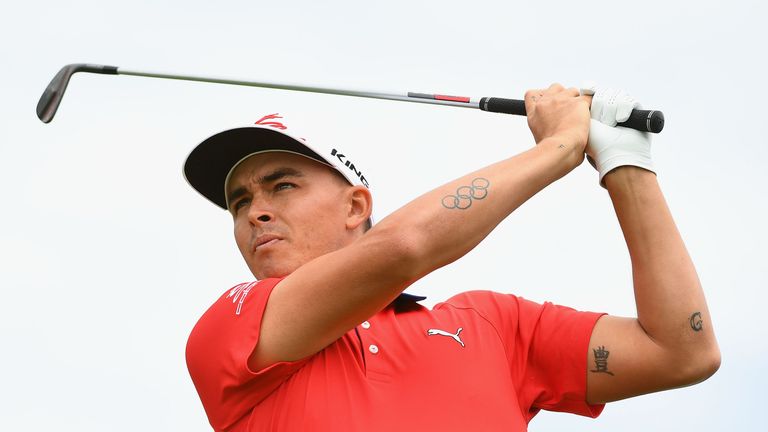 MELBOURNE, AUSTRALIA - NOVEMBER 24:  Rickie Fowler of the USA tees off during day one of the World Cup of Golf at Kingston Heath Golf Club on November 24, 