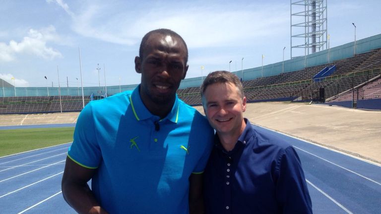 Rob Dorsett gets up close and personal with Usain Bolt in Jamaica