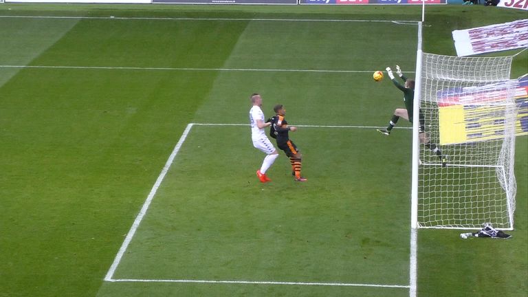 Rob Green spilled the ball into the path of Dwight Gayle (centre) to tap home