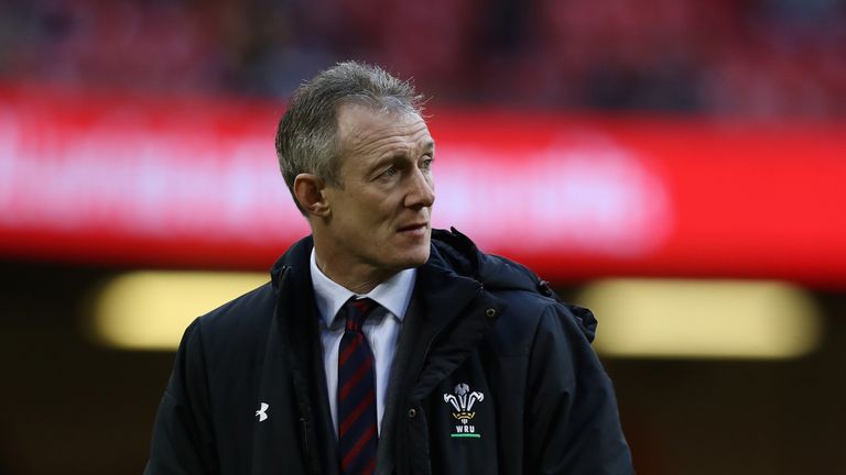 Rob Howley, the Wales head coach looks on during the International match between Wales and Australia at the Principality Stadium