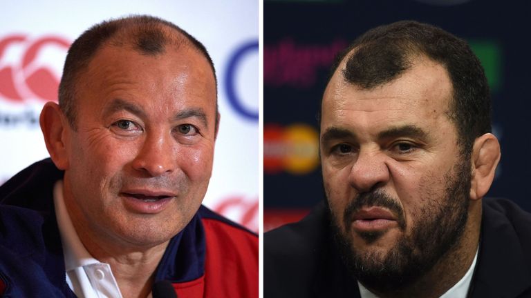 England head coach Eddie Jones and Australia head coach Michael Cheika