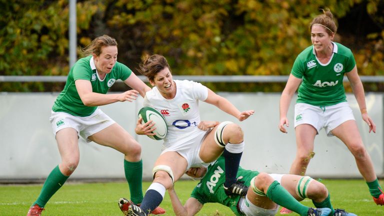 Sarah Hunter is tackled during England's win over Ireland