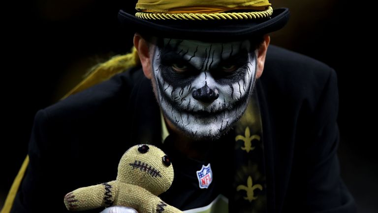 A Saints fan embraced Halloween weekend as New Orleans beat the Seattle Seahawks 25-20