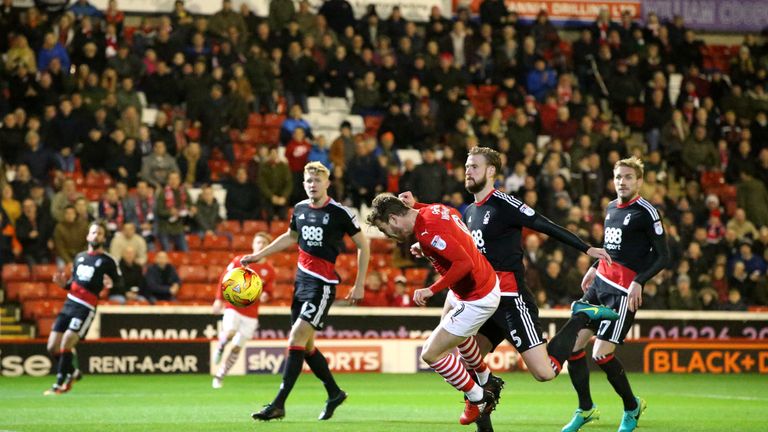 Barnsley's Sam Winnall scores his side's first goal of the game