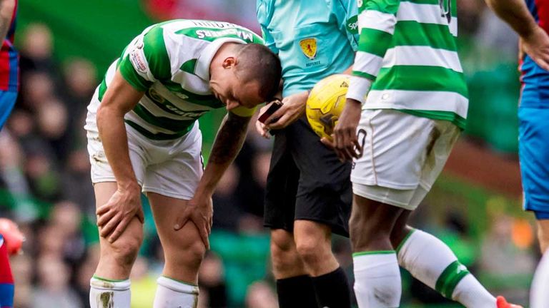 Scott Brown was forced off in the second-half against Inverness