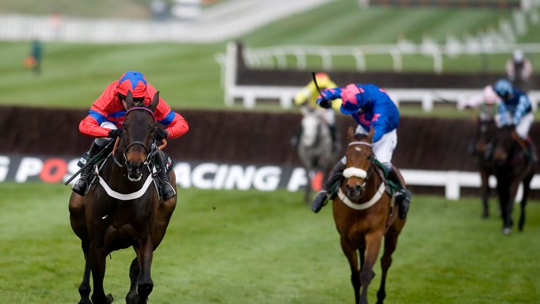 Sprinter Sacre (L) beats Cue Card to win The Racing Post Arkle Challenge Trophy Steeple Chase