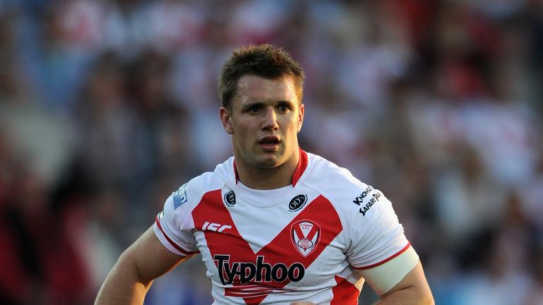 ST HELENS, ENGLAND - MARCH 25:  Paul Clough of St Helens in action during the Stobart Super League match between St Helens and Leeds Rhinos at Langtree Sta