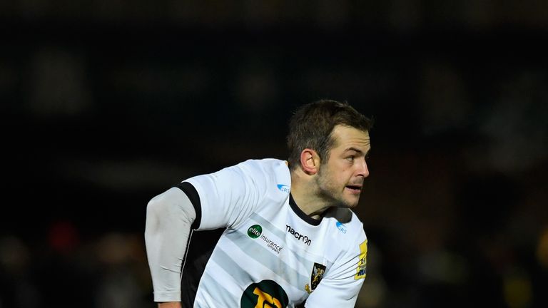   Saints player Stephen Myler in action during the Aviva Premiership match against  Worcester Warriors 