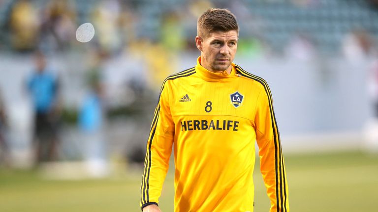 Steven Gerrard warms up before the match with Club America in the International Champions Cup 2015